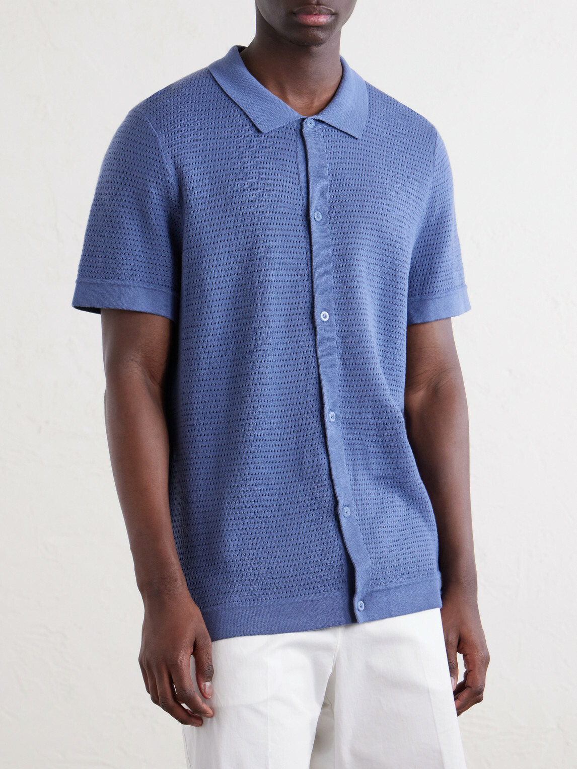 Onia - Open-Knit Cotton Shirt - Blue