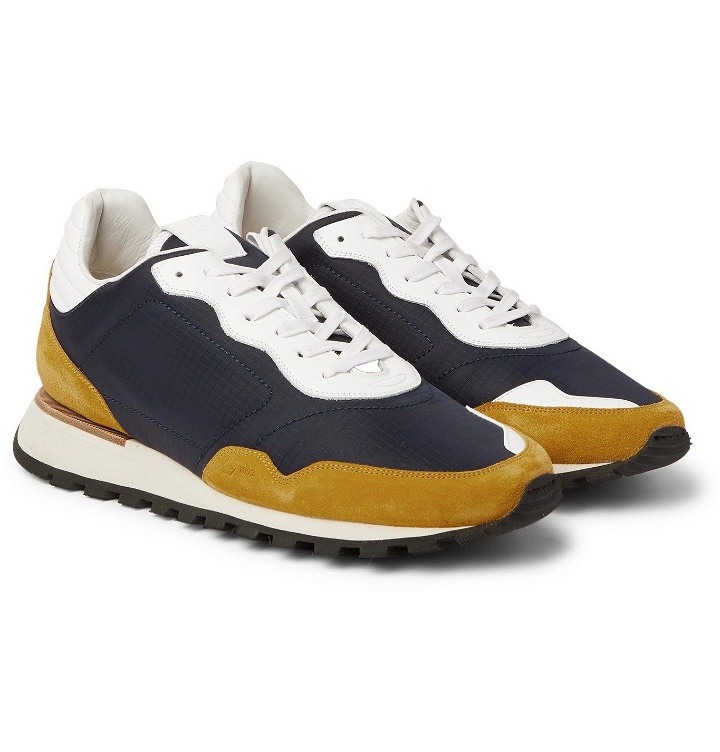 Photo: Dunhill - Axis Ripstop, Suede and Leather Sneakers - Blue