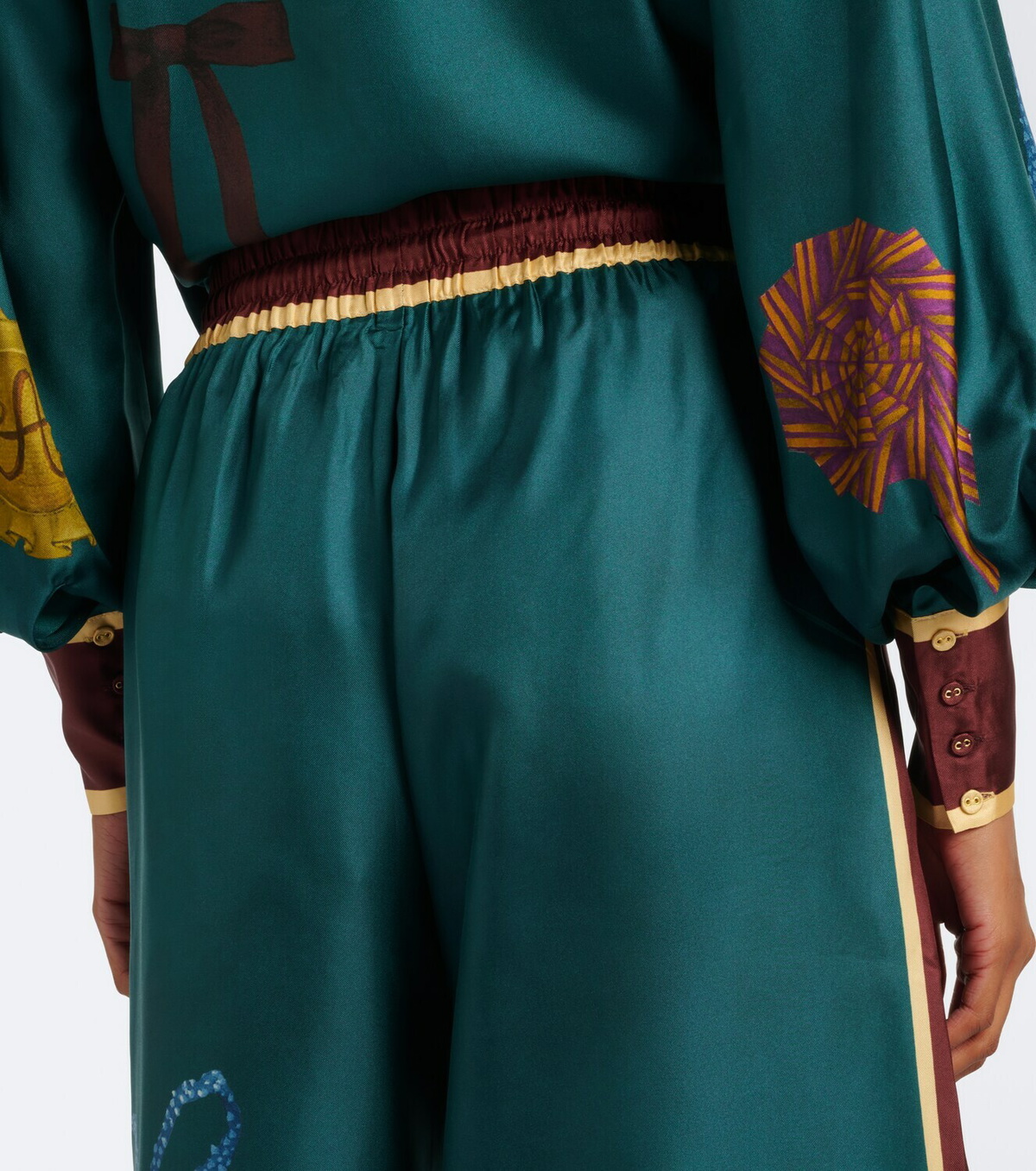 Alémais Rosette printed silk twill palazzo pants