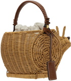 Staud Beige Escargot Wicker Basket Bag