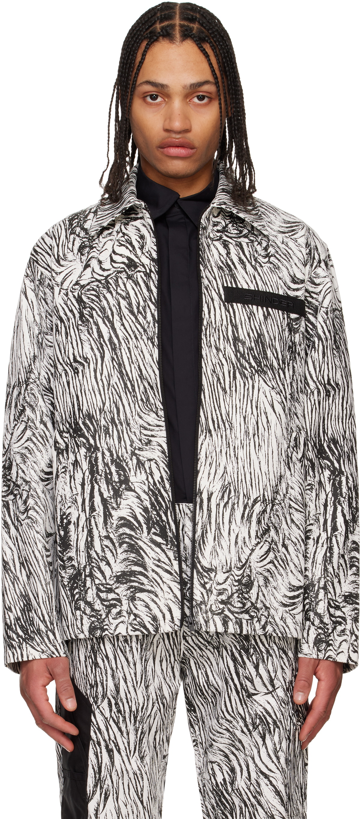 Olly Shinder White & Black Gardiner Blouson Jacket