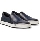Berluti - Vitello Pythagora Patterned and Rubberised Leather Sneakers - Men - Navy