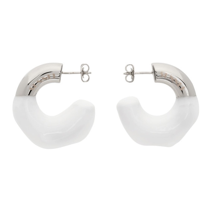 Photo: Sunnei Silver and White Small Rubberized Hoop Earrings