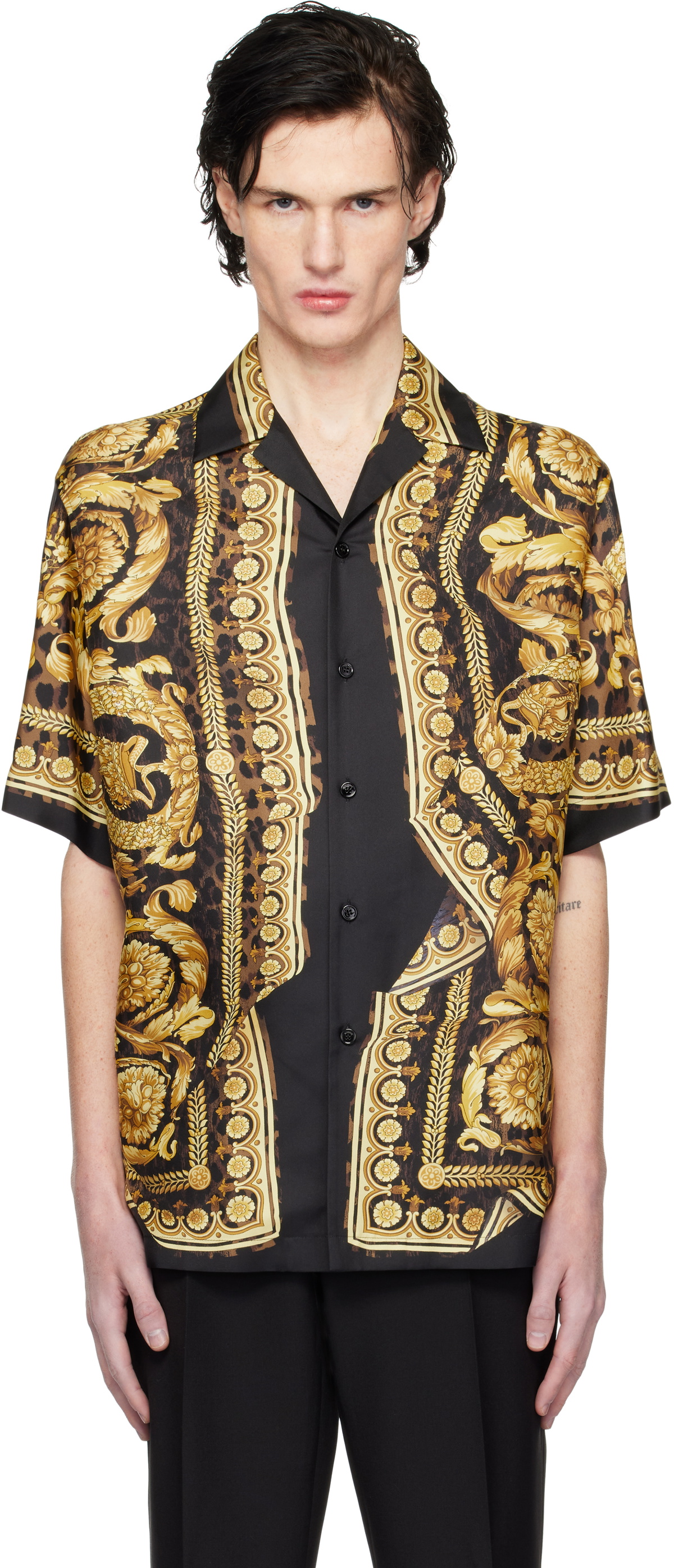 slim fit dress slacks Barocco Viscose Shirt - Versace - Men main image 0