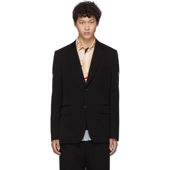 Photo: Comme des Garcons Homme Deux Black Wool Eyelet Formal Blazer