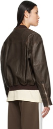 Kijun Brown Paneled Faux-Leather Bomber Jacket