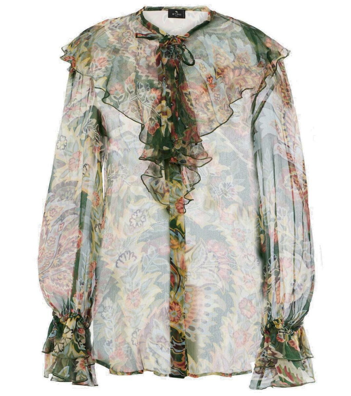 Photo: Etro Printed ruffled silk blouse