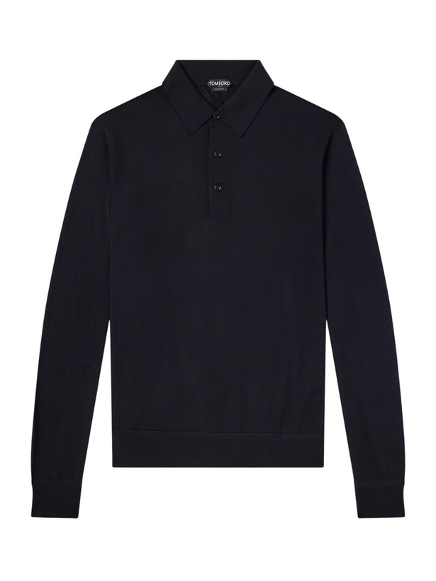 Photo: TOM FORD - Cashmere and Silk Blend Polo Shirt - Black