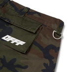 Off-White - Logo-Embellished Camouflage-Print Cotton-Twill Cargo Trousers - Green