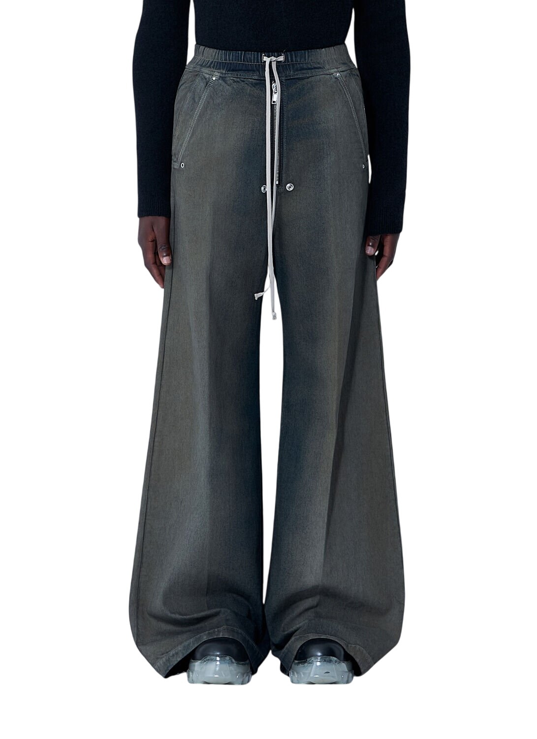 Rick Owens Black Wool & Silk Cropped Astaire Trousers Rick Owens