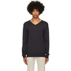 Z Zegna Navy Wool V-Neck Sweater