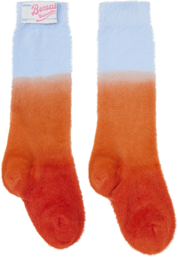 Photo: Bonsai Blue & Orange Fluffy Socks