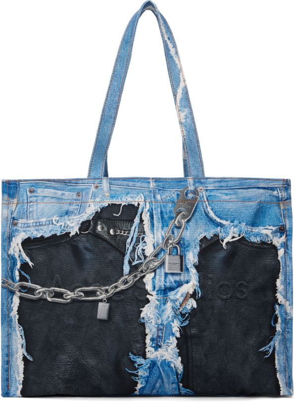 Photo: Acne Studios Blue & Black Denim Print Tote