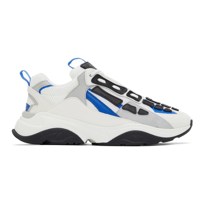 Photo: AMIRI White and Blue Bone Runner Sneakers