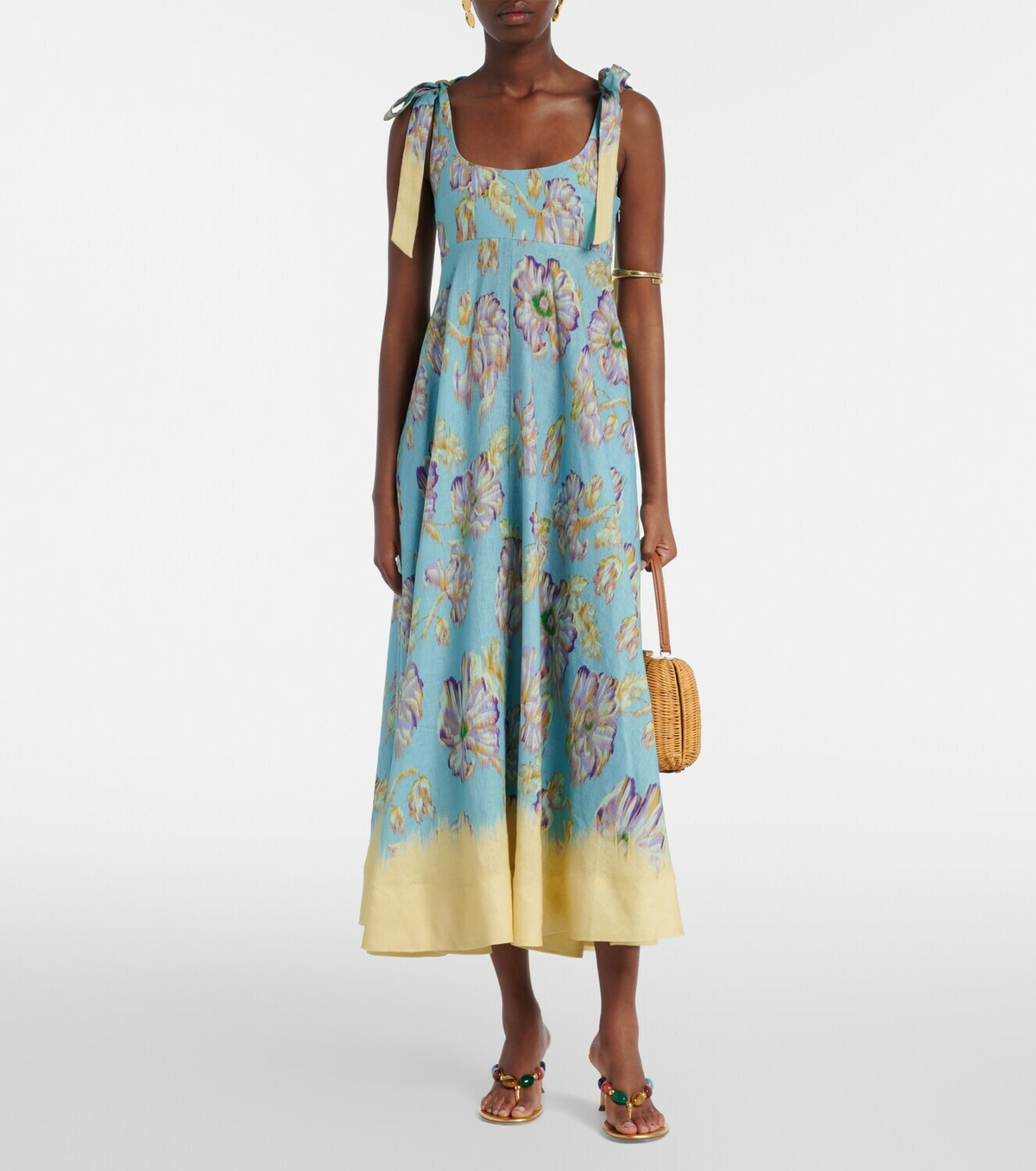 Alémais Jerry floral linen midi dress