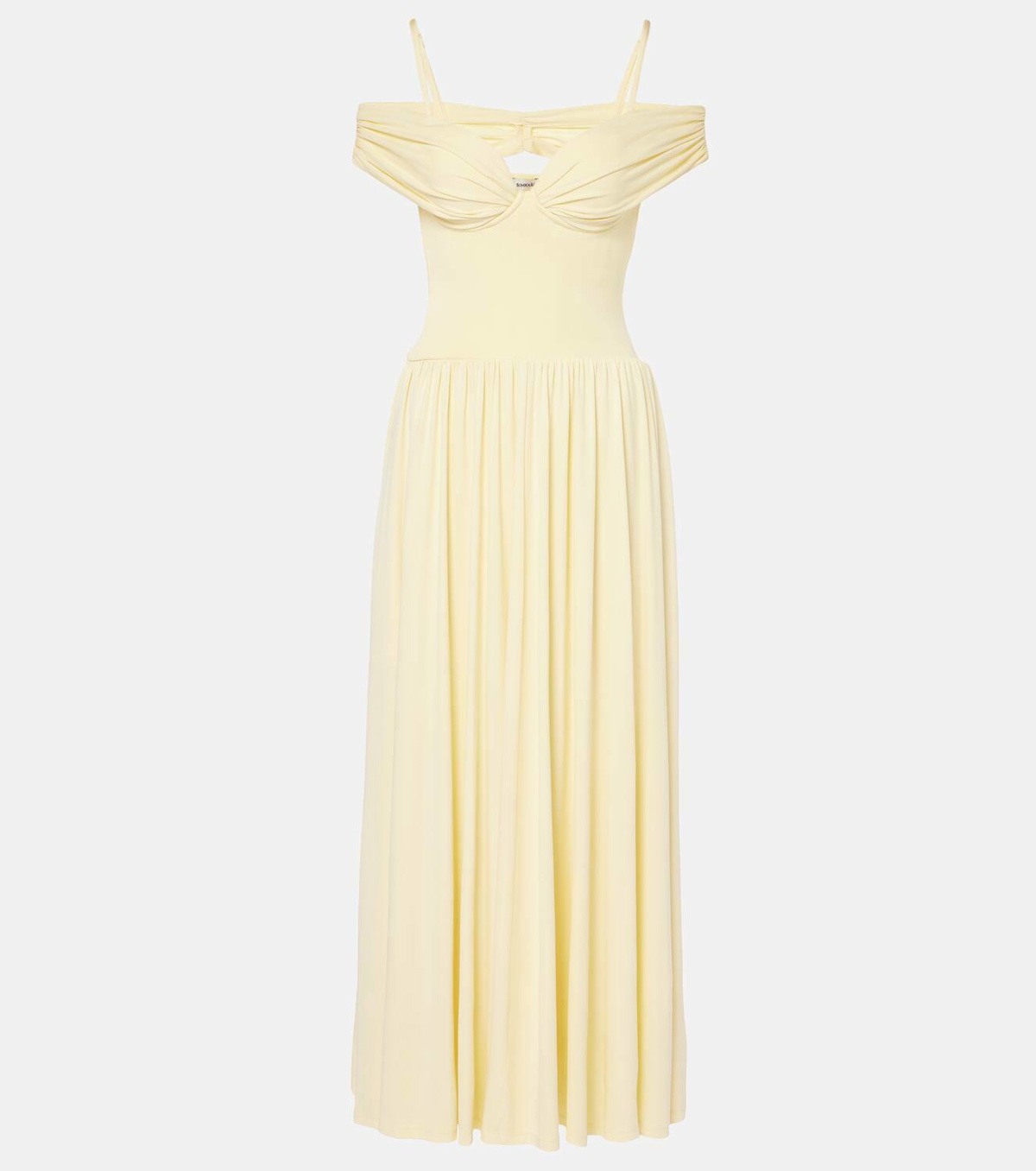 chinese dress ladies Amarantha Pleated Jersey Bustier Off-Shoulder Dress