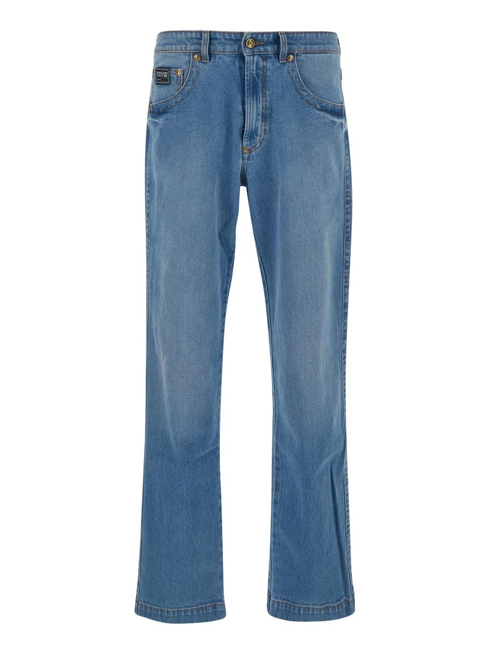 Versace Jeans Couture ripped patch jeans in blue