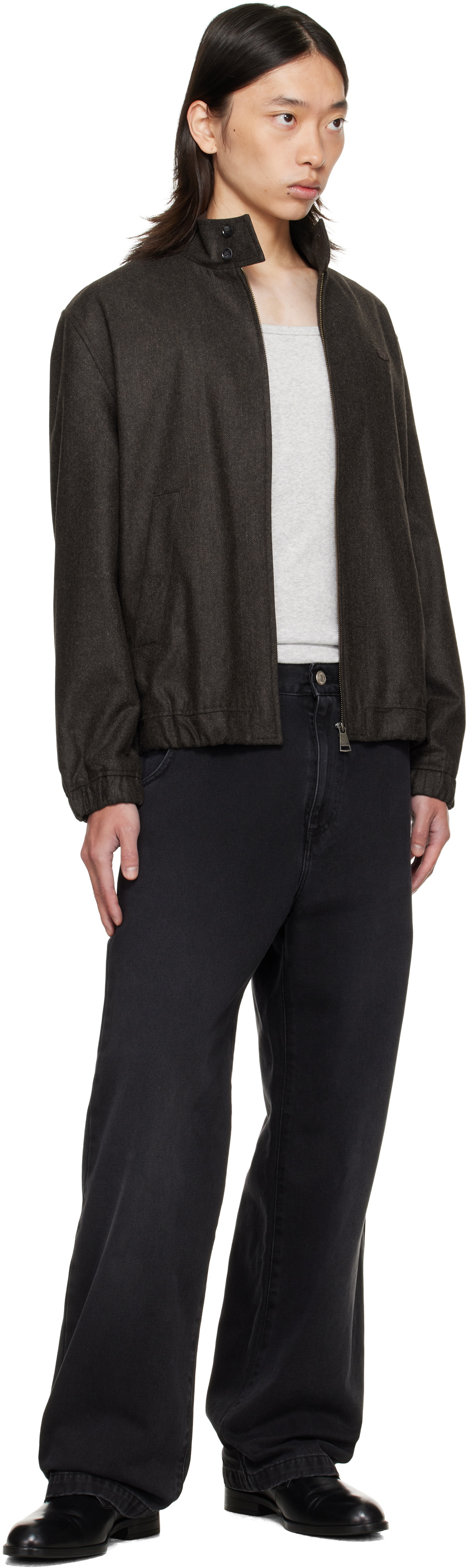 Lacoste Brown Wool Harrington Jacket