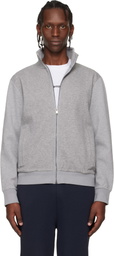 BOSS Gray Zip-Up Mercerized Stretch-Cotton Piqué Sweatshirt