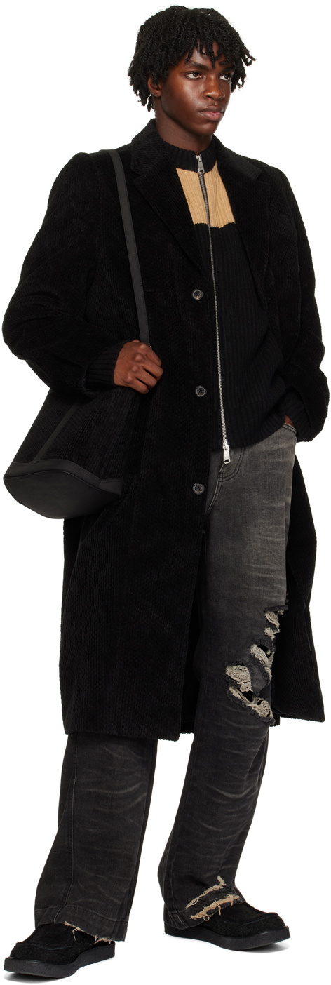 ADER error Black Notched Lapel Coat