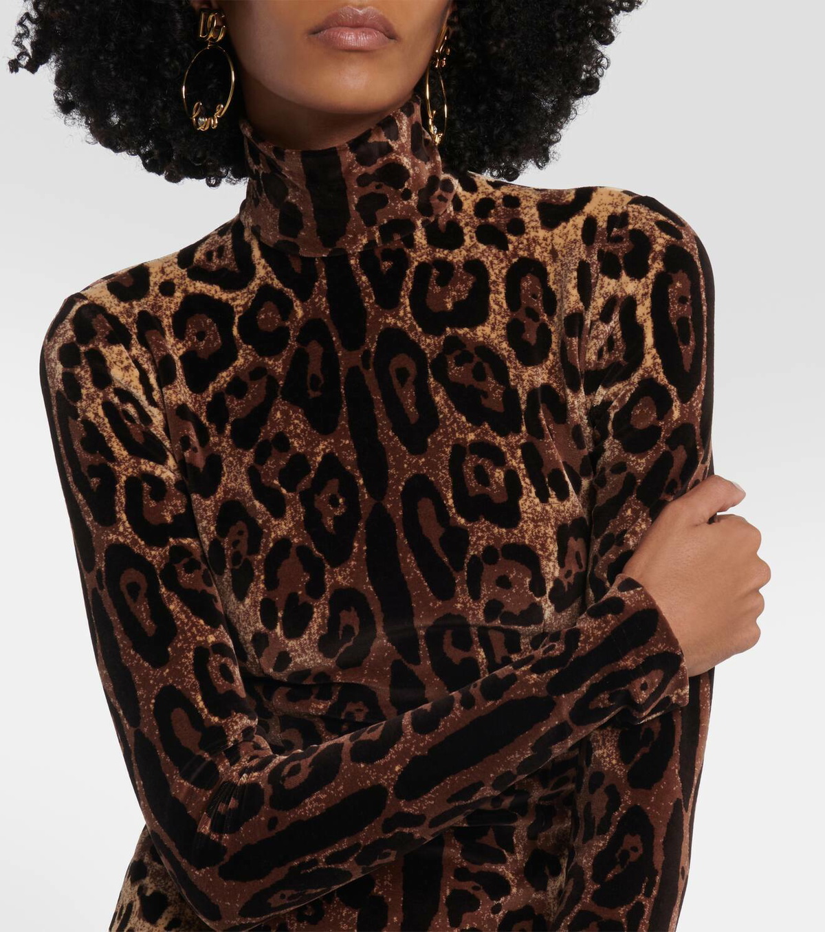 solid brown leopard print dress Kristen Georgette Midi Dress in Polka Dot Navy main image 0