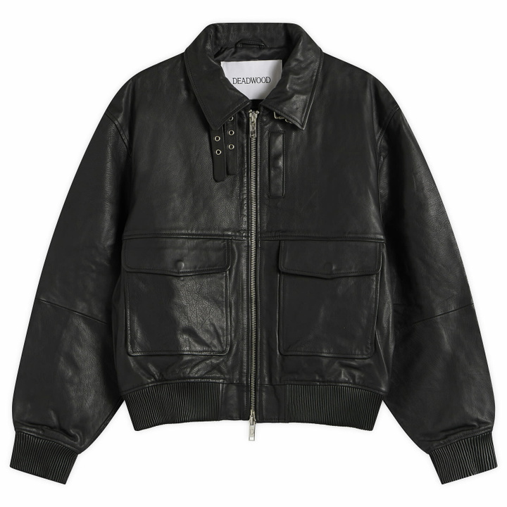Photo: Deadwood Men's Wingman Leather Bomber Jacket in Black