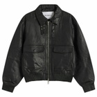 Deadwood Men's Wingman Leather Bomber Jacket in Black