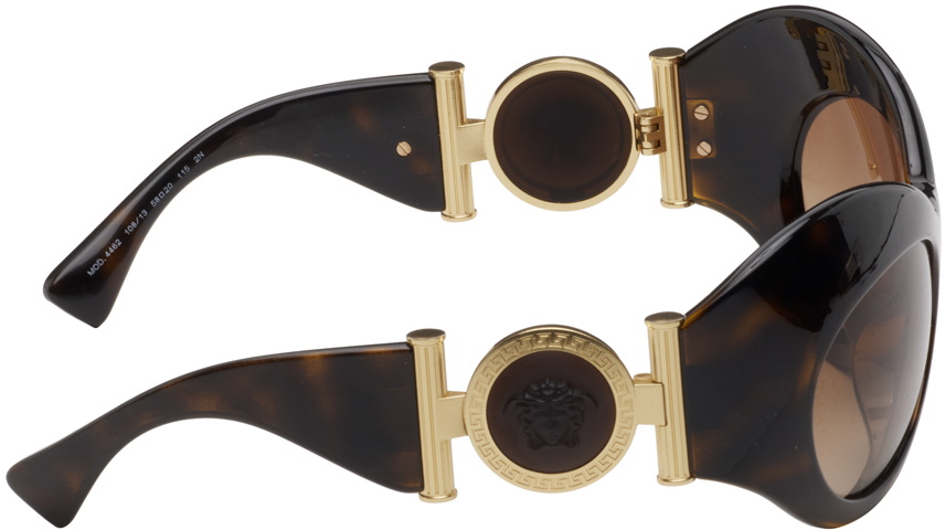 NWT Versace Brown Oval Shield Sunglasses NWT Auth VERSACE Brown Gold Logo Stud Medallion Double  main image 4