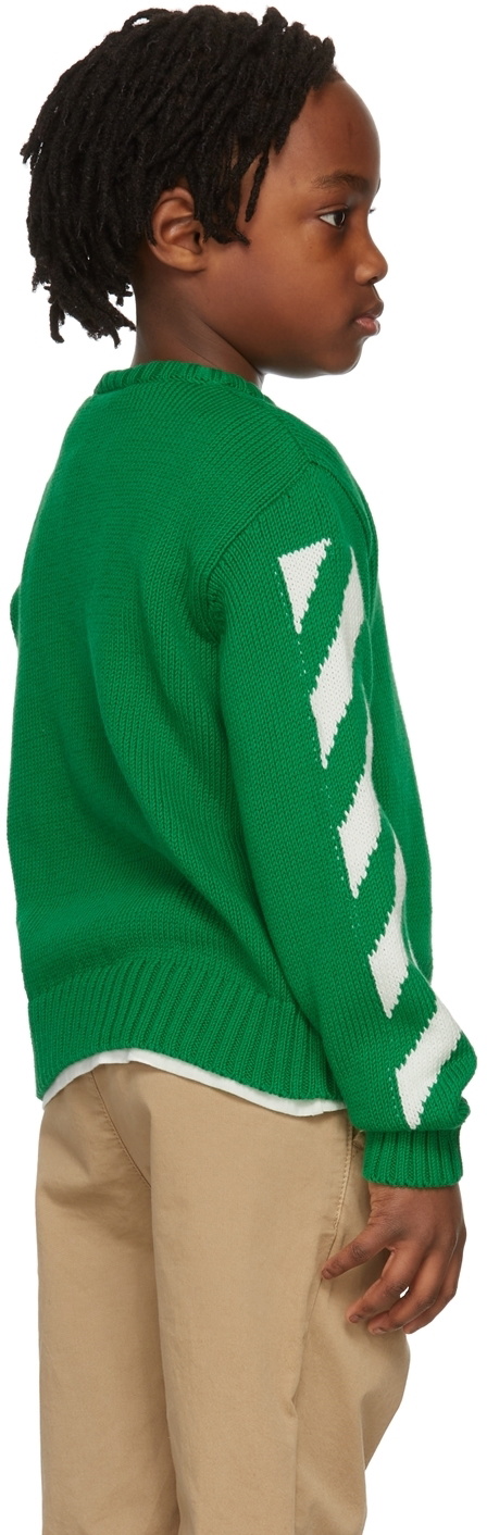 Off White Kids Green Helvetica Sweater Off White