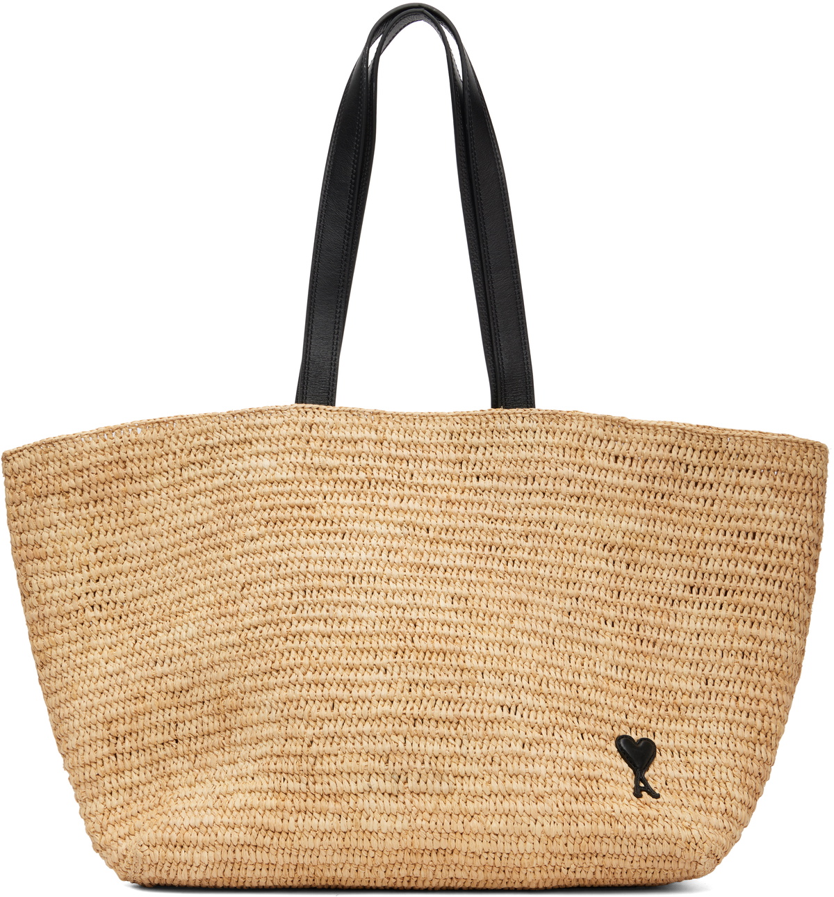 AMI Paris Beige Natural Raffia Ami de Coeur Tote