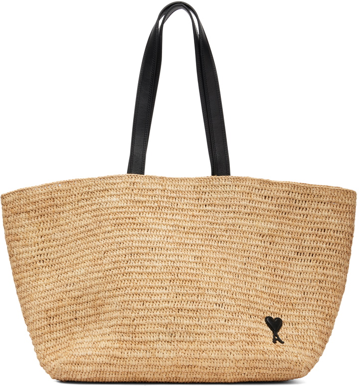 Photo: AMI Paris Beige Natural Raffia Ami de Coeur Tote