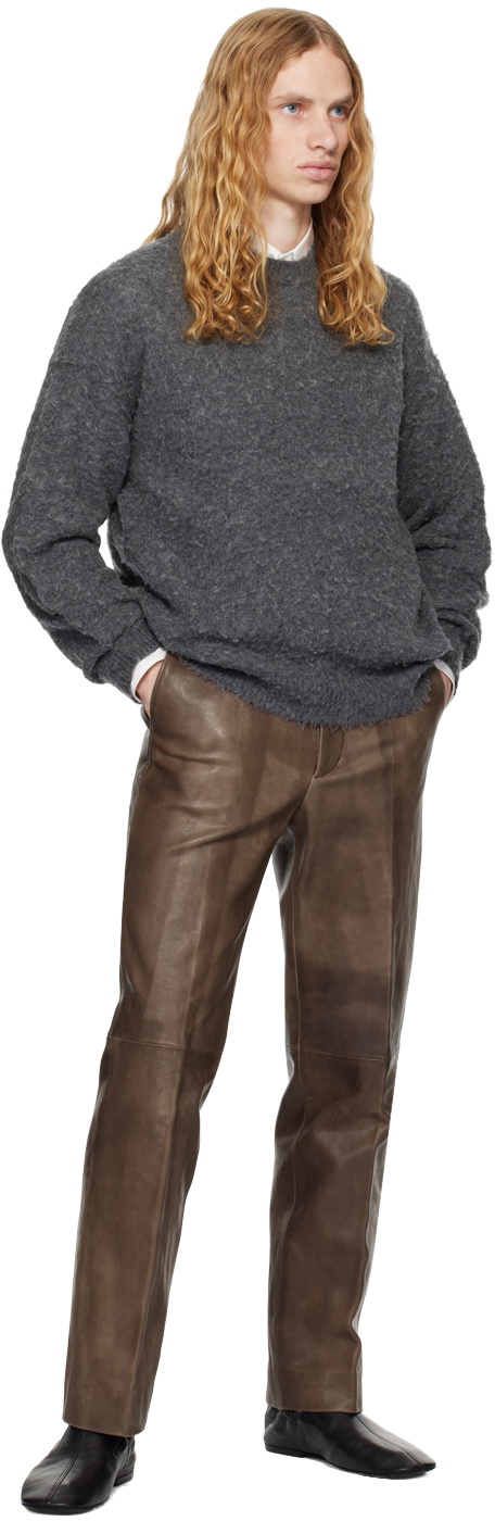 AURALEE Gray Brushed Wool Cashmere Silk Sweater Auralee