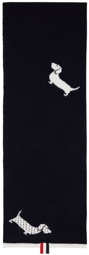 Thom Browne Navy Half Drop Hector Icon 4-Bar Scarf