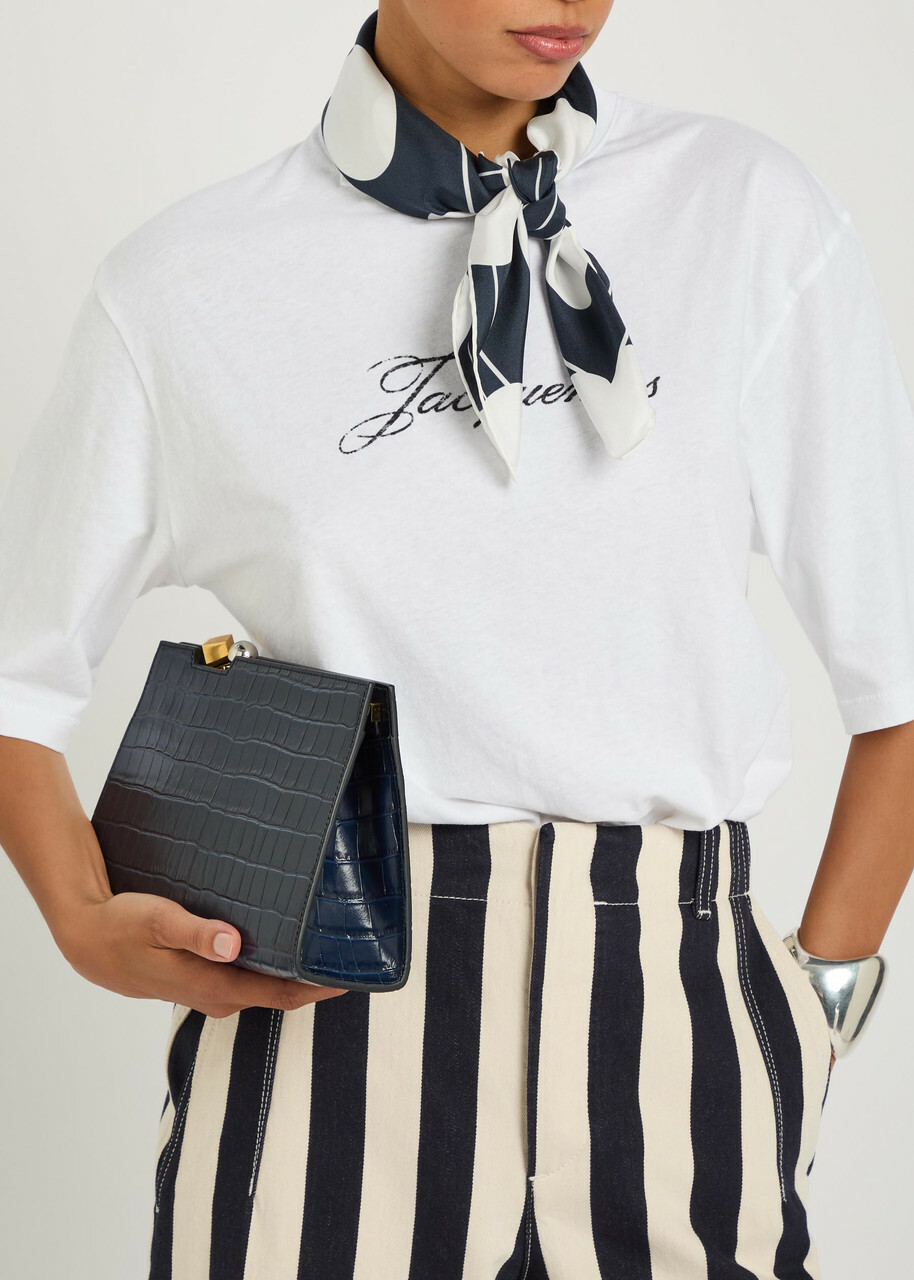 Jacquemus Le Foulard Coeur Polka dot Silk Scarf - Navy - One Size