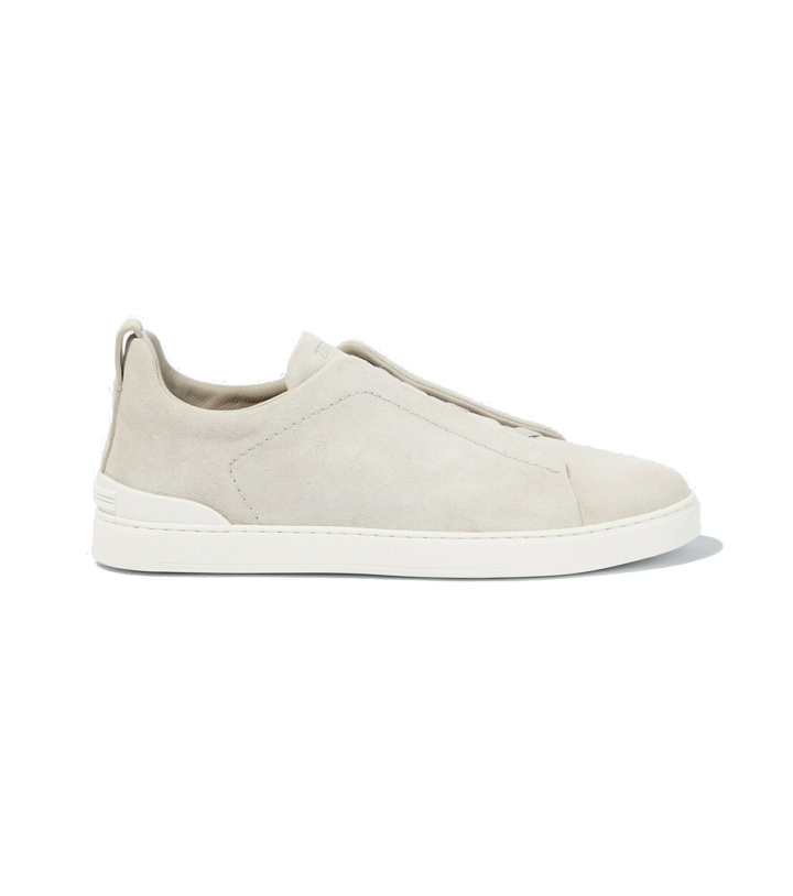Photo: Zegna - Triple Stitch suede sneakers