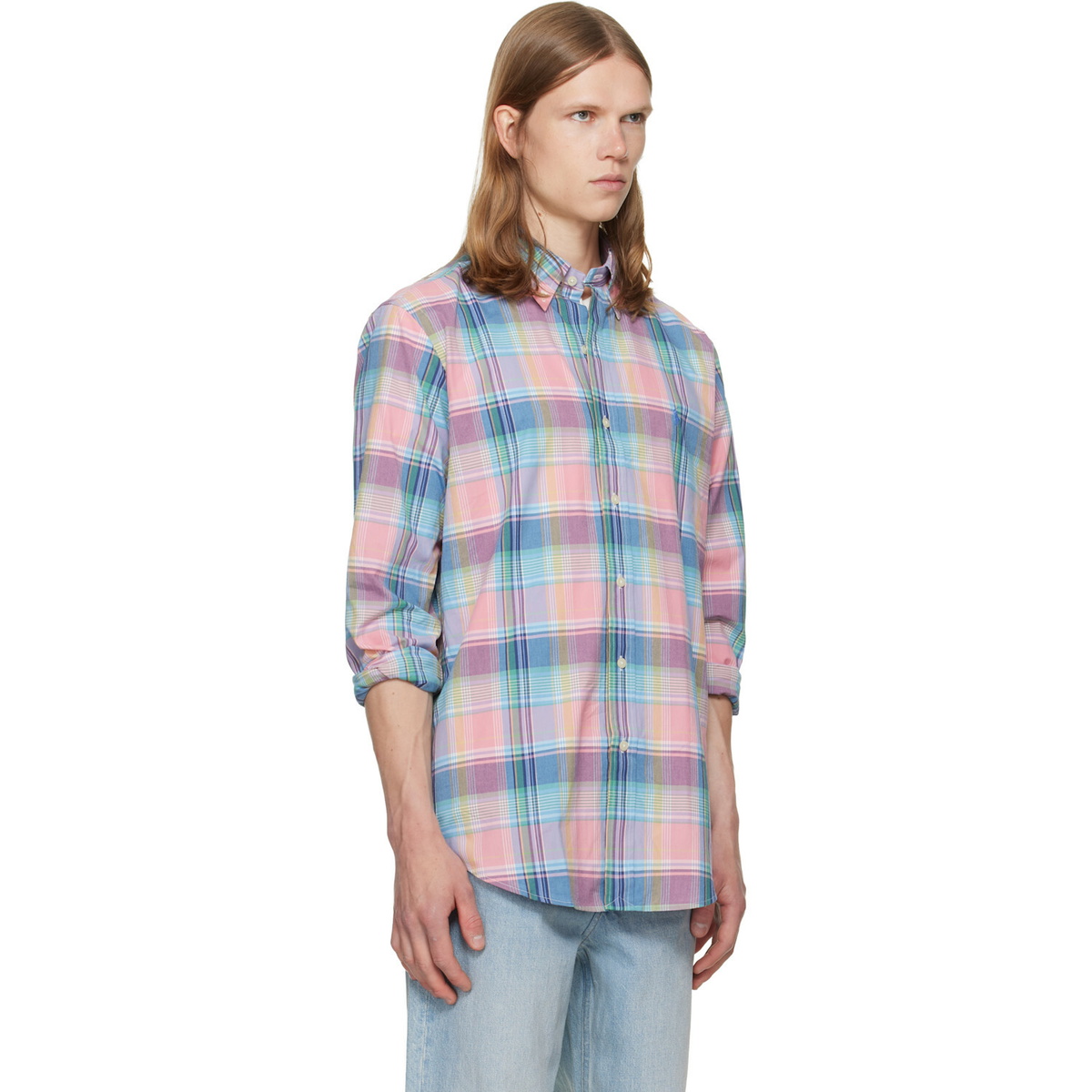 Polo Ralph Lauren Pink & Blue Poplin Long Sleeve Sport Shirt