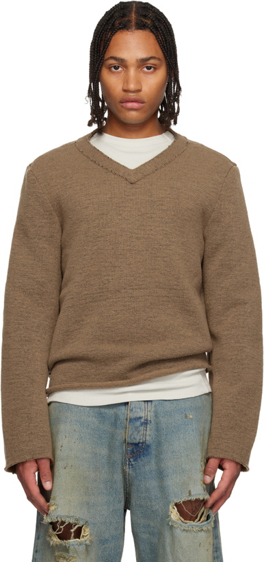 Photo: 424 Brown V-Neck Sweater