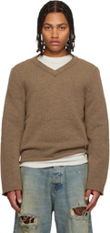 424 Brown V-Neck Sweater