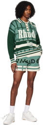 Rhude Off-White & Green Jacquard Shorts