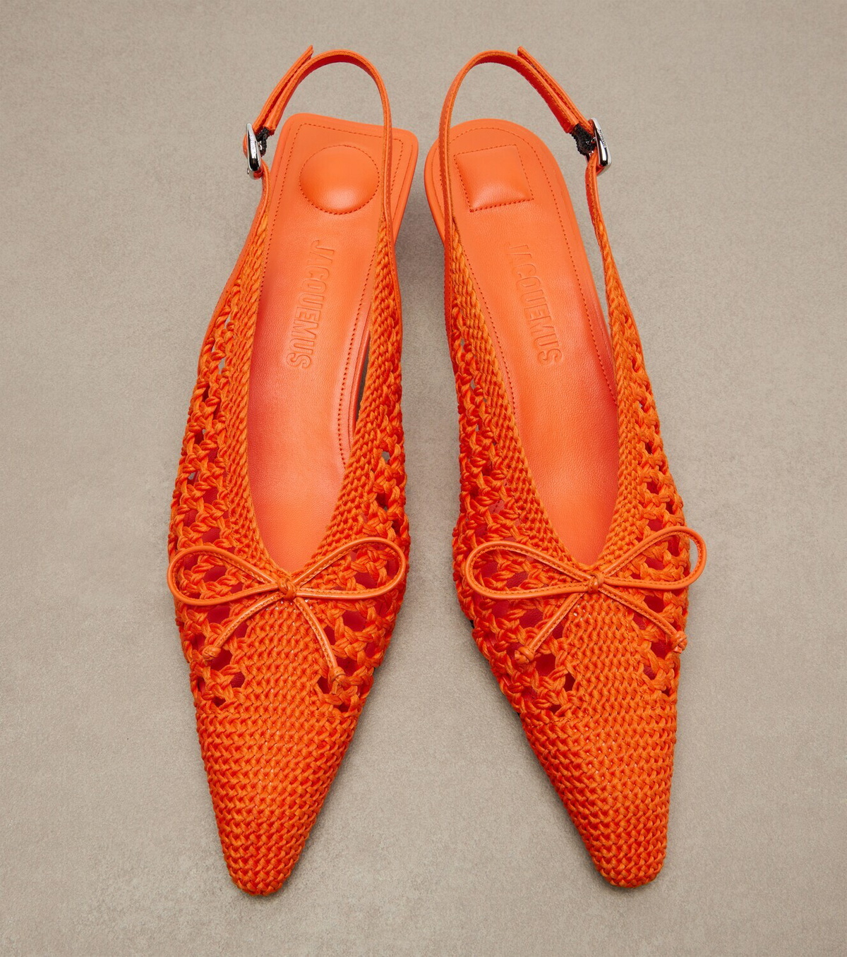 Jacquemus Cubisto raffia-effect slingback pumps