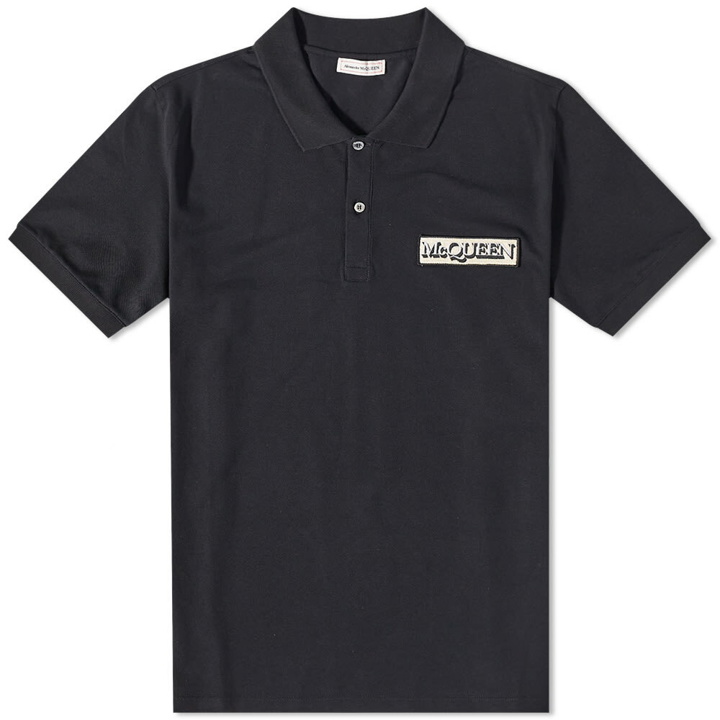 Photo: Alexander McQueen Men's Logo Patch Polo Shirt in Black