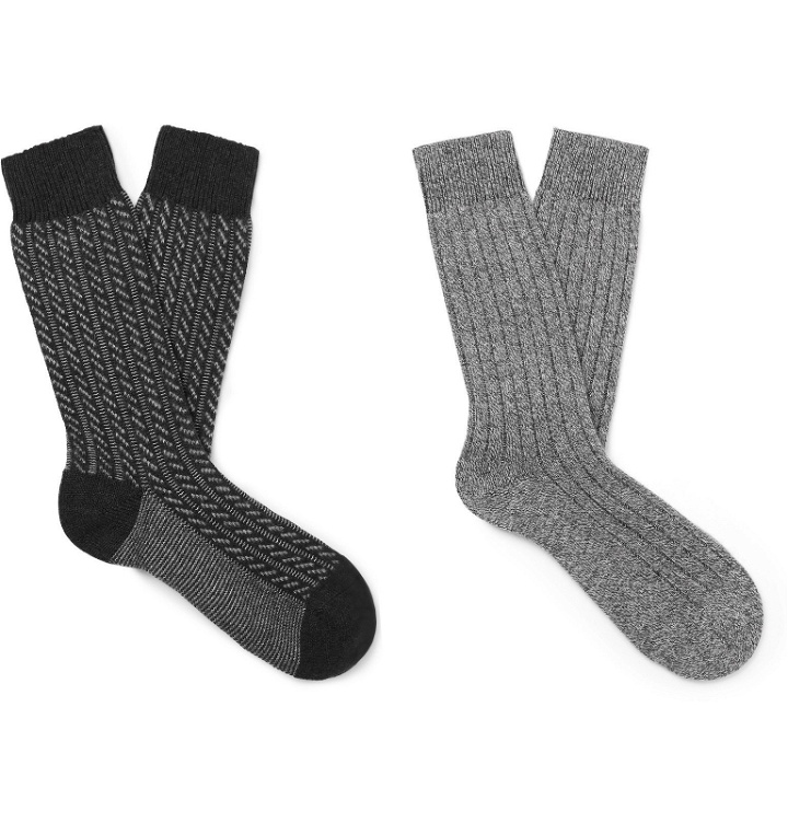 Photo: Pantherella - Two-Pack Cashmere-Blend Socks - Gray