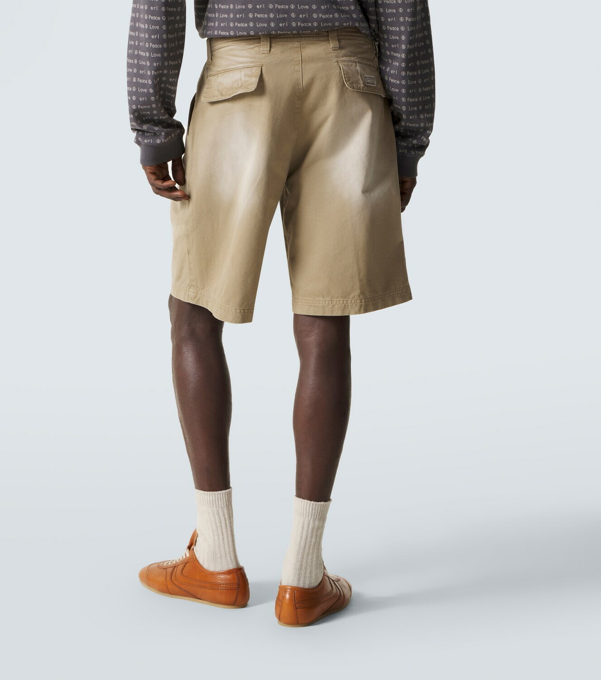 ERL Pleated cotton twill Bermuda shorts