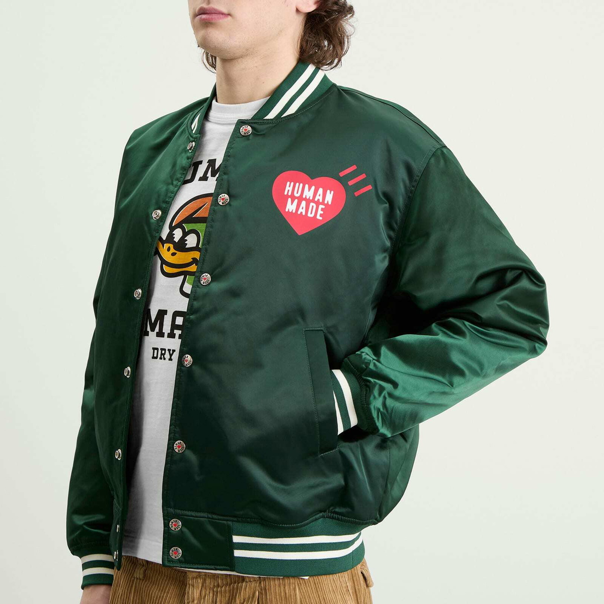 Human Made Men's Nylon Stadium Jacket in Green Human Made