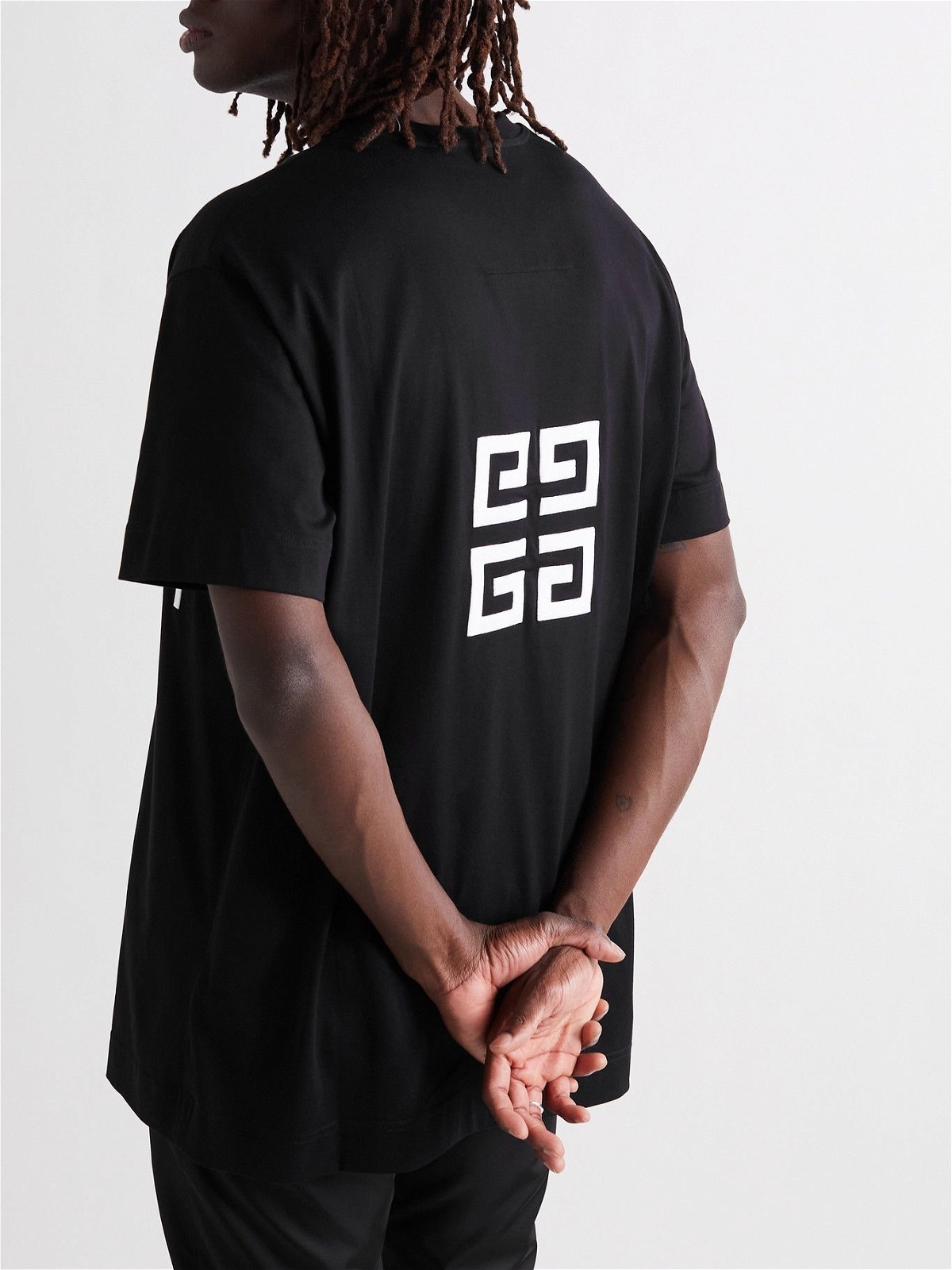 GIVENCHY - Oversized Logo-Embroidered Cotton-Jersey T-Shirt - Black Givenchy