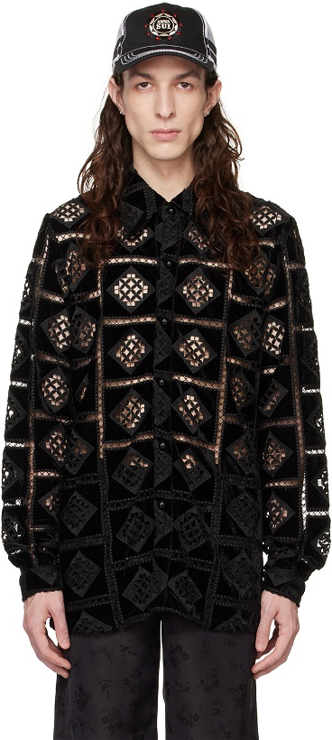 Photo: Anna Sui SSENSE Exclusive Black Patchwork Diamonds Jacket
