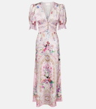 Camilla Lace-trimmed printed silk midi dress