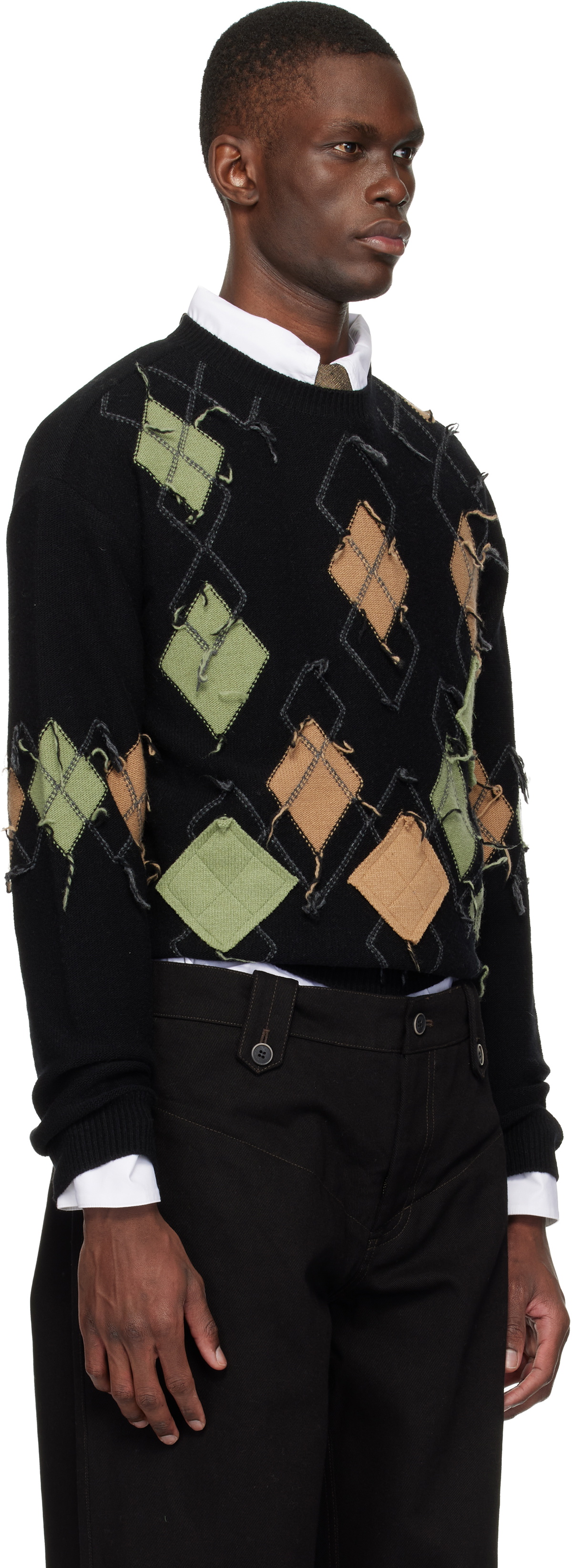 Andersson Bell Black Tom Argyle Crew-Neck Sweater