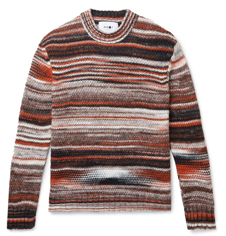 Photo: NN07 - Jason Intarsia Striped Knitted Sweater - Brown