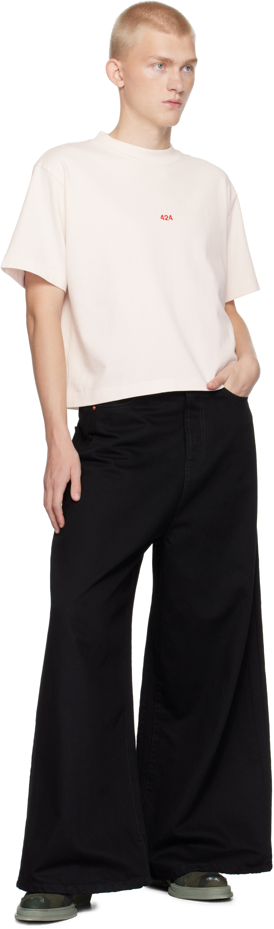 424 Off-White Cropped Alias T-shirt 424